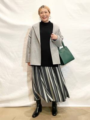 モノトーンが大正解！【グローバルワーク】ストライプ柄がおしゃれ♡「フレアスカート」