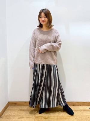 モノトーンが大正解！【グローバルワーク】ストライプ柄がおしゃれ♡「フレアスカート」