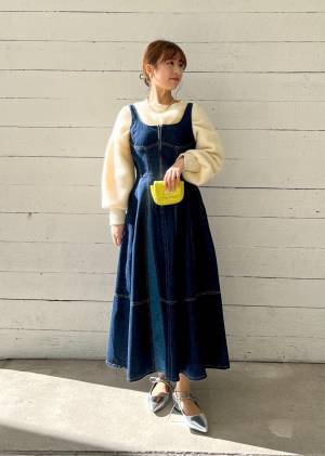 これはGETしておきたい！【ViS】オールシーズン着回せる♡「デニムジャンパースカート」