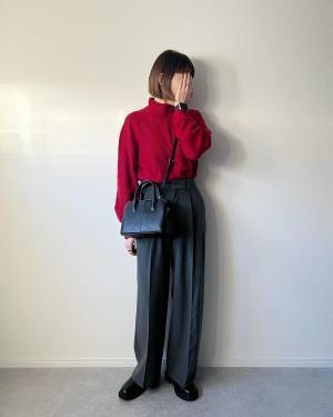 このシルエット「好っきゃわー」【GU】×【ユニクロ】トレンドカラーの赤がきくコーデ♡