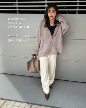 もっちり素材が可愛いー！【GU】”ブラッシュドヤーンカーディガン”は「色違い」で欲しくなるっ！