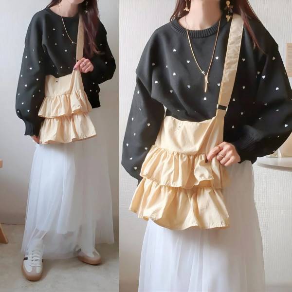 鏡見て「あかん可愛い」って嬉しい悲鳴♡【しまむら】＜1639円＞で買えちゃう⁡”大容量フリルトート”