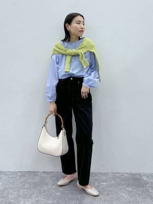 今季は“淡め”がポイント！【グローバルワーク】きれいめ可愛い♡「グリーンカーデ」