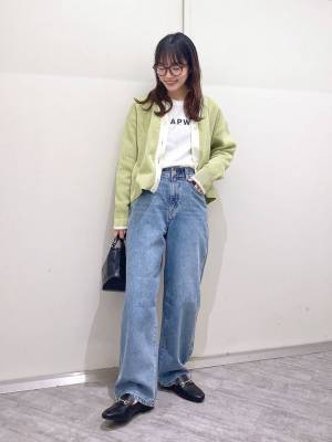 今季は“淡め”がポイント！【グローバルワーク】きれいめ可愛い♡「グリーンカーデ」