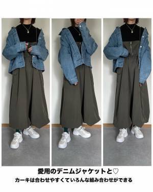 合わせやすくて「オールシーズン」着まわせそう◎【しまむら】後ろ姿まで『抜かりなく可愛い』”カーキワンピ”♡