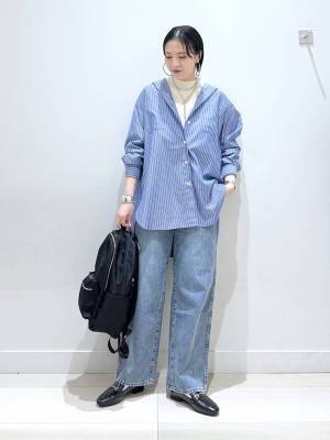 手持ち服と相性イイかも♡【グローバルワーク】大人女子が着こなす「ブルーシャツ」コーデ
