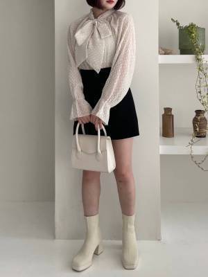 この春、重宝間違いナシッ！きれい見え半端ない♡【ボウタイトップス】