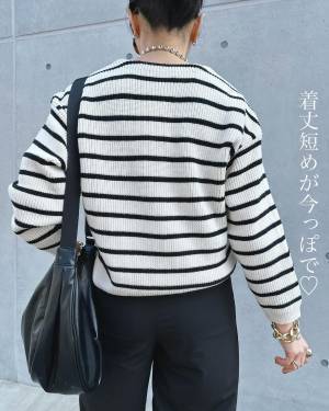 着るだけで「こなれる形」◎短丈が「今っぽ」♡【UNIQLO：C】素材感が「春っぽ」”ボーダーセーター”を紹介！