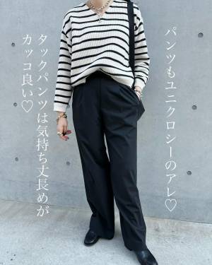 着るだけで「こなれる形」◎短丈が「今っぽ」♡【UNIQLO：C】素材感が「春っぽ」”ボーダーセーター”を紹介！