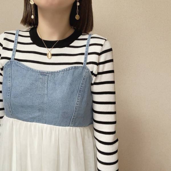 《デニム×チュールは間違いないっ！！》「春」に着たくなる【しまむら】の”キャミワンピース”がおすすめ♡