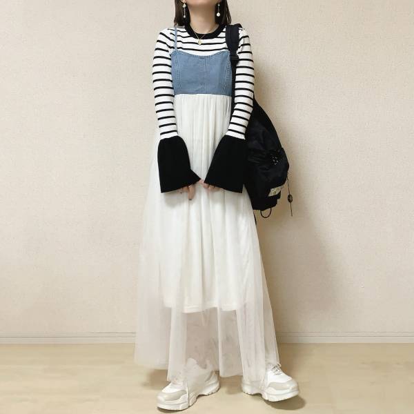 《デニム×チュールは間違いないっ！！》「春」に着たくなる【しまむら】の”キャミワンピース”がおすすめ♡