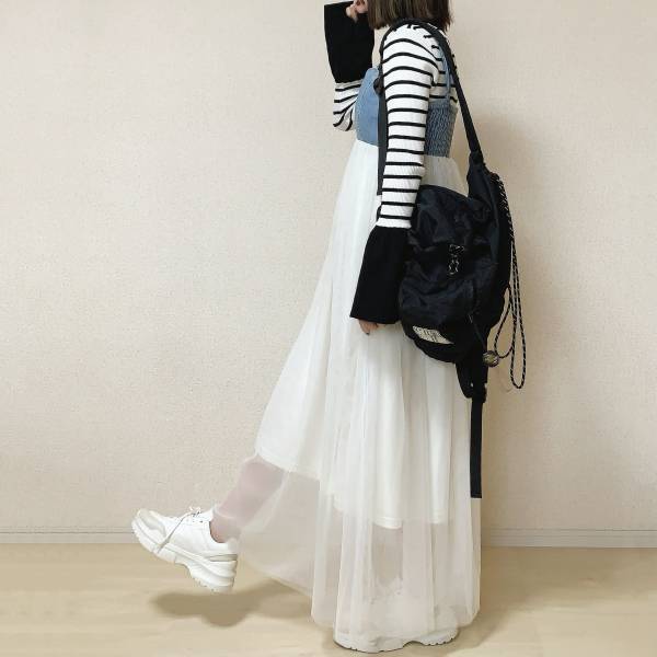 《デニム×チュールは間違いないっ！！》「春」に着たくなる【しまむら】の”キャミワンピース”がおすすめ♡