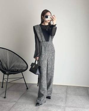 「ずっと狙ってた」♡【ボンジュールサガン】「華奢見え」する”ツイードサロペット”を紹介