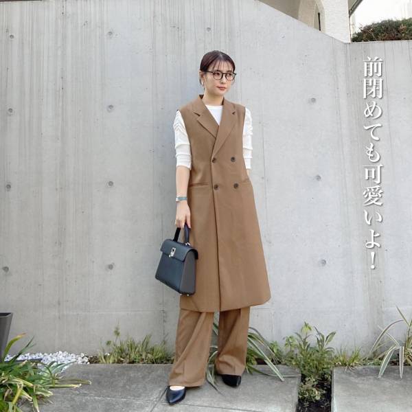 最旬『ブラウン』が可愛いッ♡【GU】重ね着したくなる！「ロングジレ」