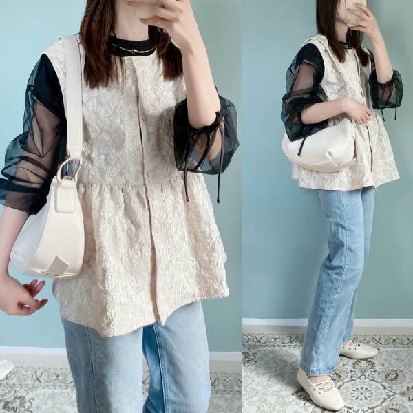 『淡色好きさん必見♡』【しまむら】カブり買い、続出！「花柄ペプラムジレ」