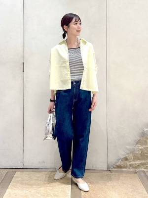 明るめカラーで春気分！【グローバルワーク】1枚で着映える♡「万能カラーシャツ」