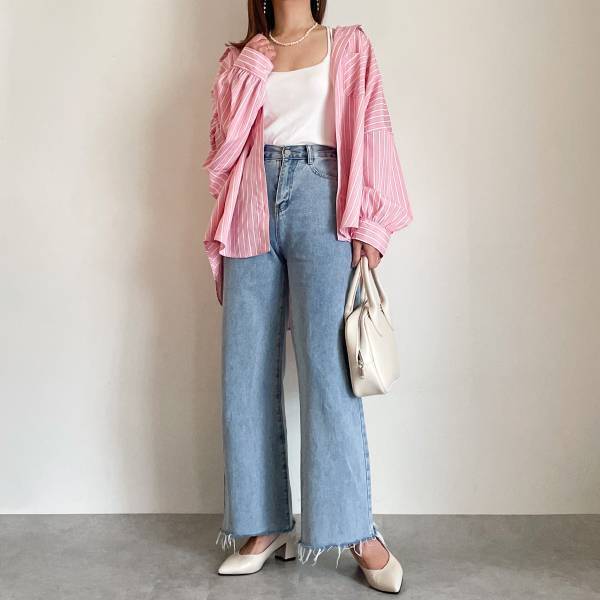 《着回し3選！》春コーデどう合わせる？【しまむら】春っぽ”ストライプシャツ”♡