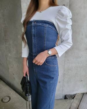 ストラップが取り外せて「ベアトップ」になる♡【GU】の「楽ちん」”デニムサロペット”が可愛すぎる