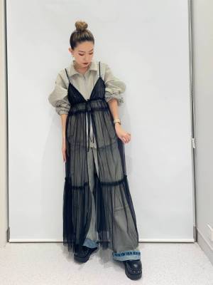 着回し力、たっっっか！！【FOREVER21】透け感が今っぽ♡「チュールワンピース」