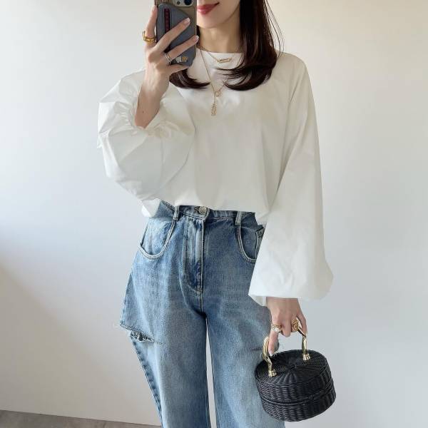 『ぽわん袖』がたまらん♡ 二の腕カバーにも◎【激かわブラウス】