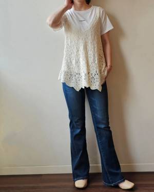 この着こなし真似したいッ♡【しまむら】「淡色ニットジレ ＆ ベスト」コーデが可愛い！