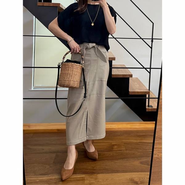 【GU】ループヤーンウエストタックTの着回しコーデ