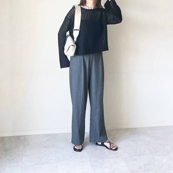 せ、センス良ッ！！【GU】程よい透け感がゲットできる♡「メッシュセーター」