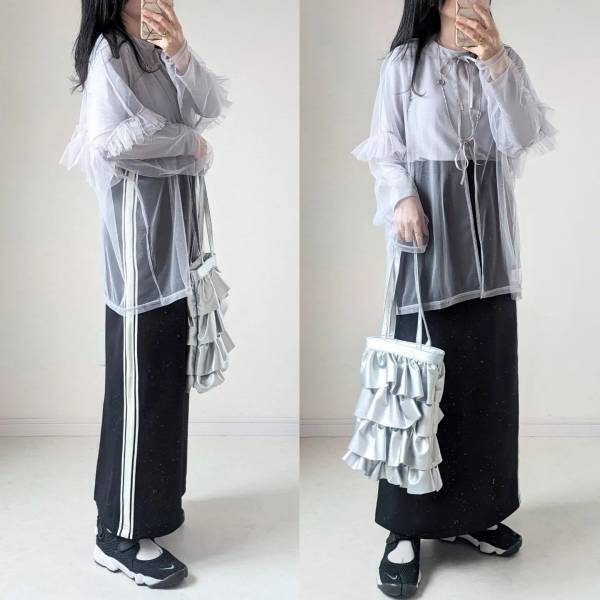 か、かんわいいぃぃい♡【しまむら】レイヤードで今っぽコーデに！「チュールTシャツ」