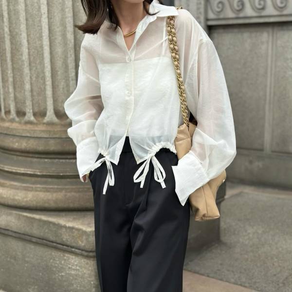 今買い足すなら？ → トレンド感爆上げ！【最旬シアーシャツ】が正解♡