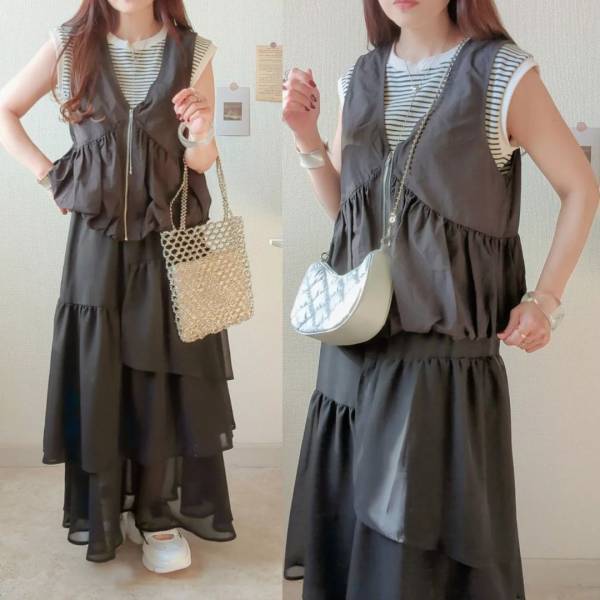 こりゃ、めっちゃ使える♡【しまむら】着回し力すごい！「ナイロンベスト」