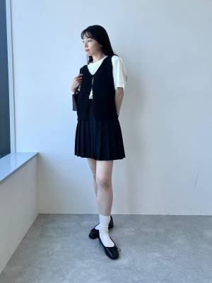 これは優秀だわ！【ALAND】1着で2通りの着こなし♡「ラッププリーツミニスカート」