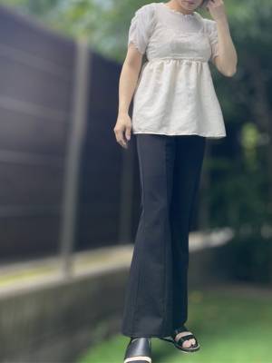 シワになりにくい！【Avail】「パール付フレアパンツ」着回しコーデ