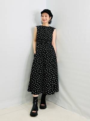 これ一枚で完璧ッ！！【GU】大人可愛い♡「ドット柄ワンピ」