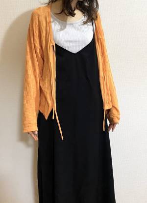 オレンジが夏に映える！【niko and …】生地がやわらか「リボンカーディガン」