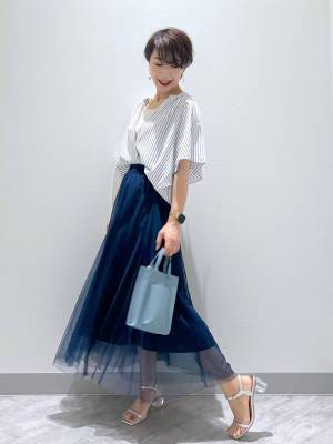 一点投入で今っぽ！【グローバルワーク】トレンド感たっぷり♡「チュールコーデ」