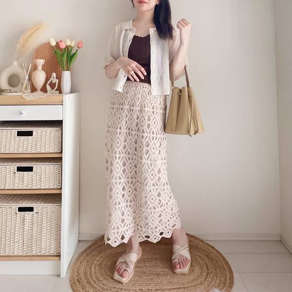 メロウフリル可愛い♡【しまむら】こっくりブラウンの「カップ付きキャミ」