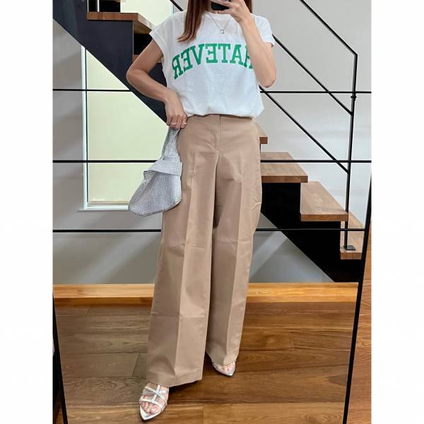 合わせやすいしシルエットもキレイ！【ユニクロ】「ワイドチノパンツ」着回しコーデ