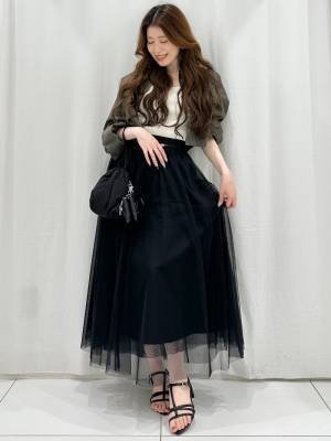 見かけたらゲットしたい！【GU】ふんわりボリュームが可愛い♡「黒チュールスカート」