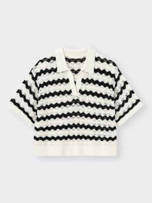 こなれ感半端ない！！【GU】“透かし編み”が高見え♡「ポロセーター」