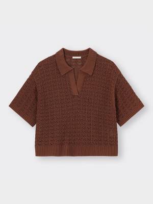 こなれ感半端ない！！【GU】“透かし編み”が高見え♡「ポロセーター」