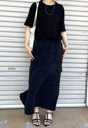 秋っぽさ増す！！【GU】黒の「クルーネックTシャツ」着回しコーデ