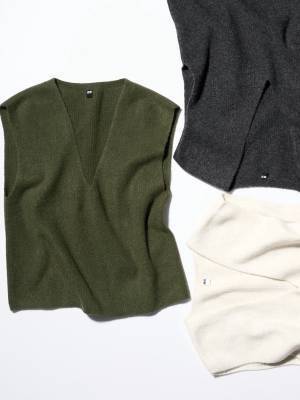 ソフトな肌ざわりに癒されそう♡【ユニクロ】の高見え「3DスフレヤーンVネックベスト」