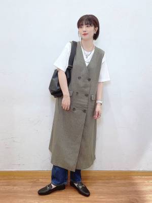 ワンピでも羽織りでも♡【グローバルワーク】着回しが利く「Vネックジレジャンスカ」