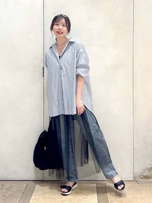 袖口ゴムで腕まくりも楽ちん♡【グローバルワーク】サラッと羽織りたい「長袖シャツ」