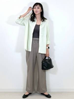 袖口ゴムで腕まくりも楽ちん♡【グローバルワーク】サラッと羽織りたい「長袖シャツ」