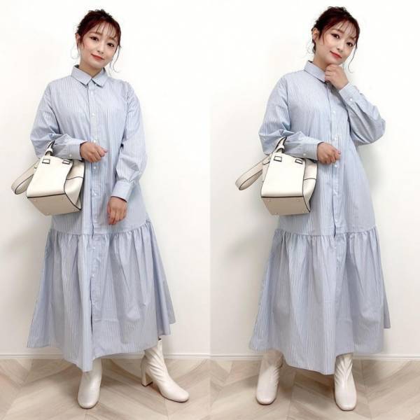 着回せて便利！【GU】ギャザー切り替えシャツワンピース