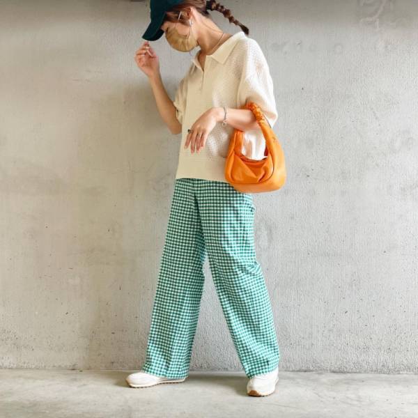 華奢感が女っぽ♡【GU】レーシーポロセーターは鬼リピ確実のデザイン！