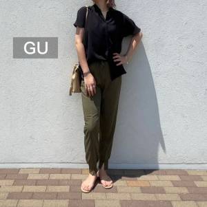 華奢感UP！二の腕カバーもおまかせ！【GU】エアリーバンドカラーシャツ