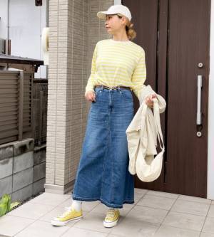 今すぐ欲しい！Aラインが女っぽ♡【GU】ロングデニムスカートが使えると大ヒット中！