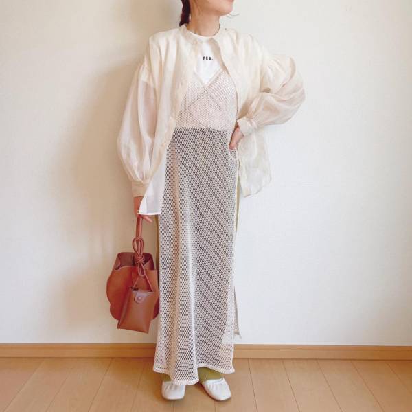 ボリューム袖と透け感が今っぽ！【しまむら×yumiさんコラボ】シアーシャツは羽織れば女っぷりも急上昇！